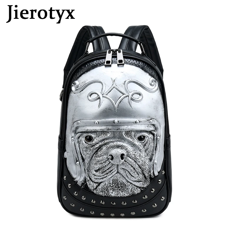 

JIEROTYX 3D Animal Unisex Steampunk Gothic Backpack Creative Dog School Bag for Women Embossed Waterproof Travel Bags Large