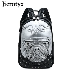 JIEROTYX-mochila gótica 3D con estampado de animales para mujer, morral escolar con diseño creativo de perro, bolso de viaje impermeable con relieve, Unisex