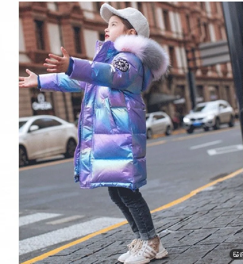 Winter Gefütterte Lange Jacken für Mädchen Dicke Warme Kapuzen-Daunenjacke Kinder Oberbekleidung Kleidung Wasserdichter Parka 5-14 Jahre – Detail 5
