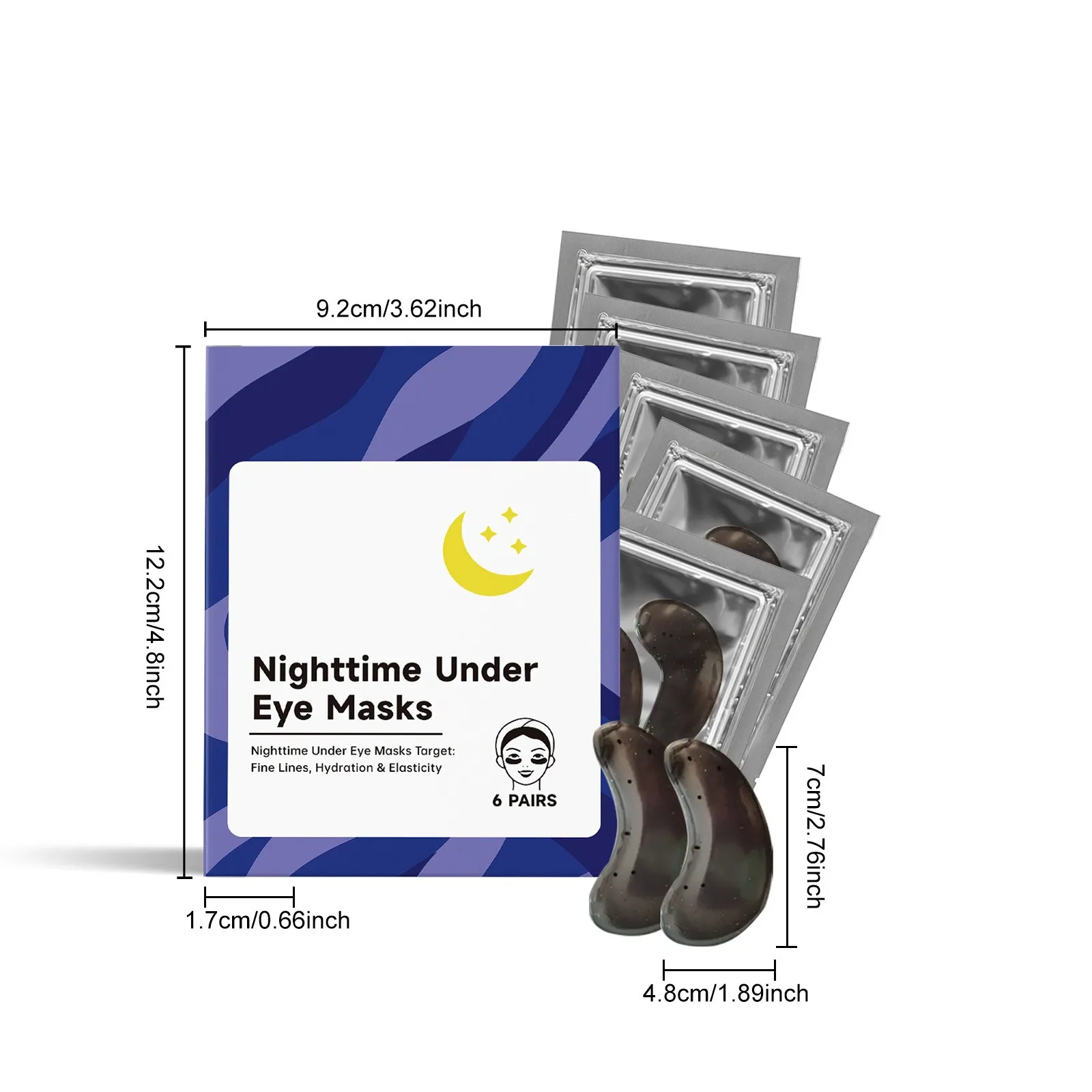 Collageengel oogmaskerpleisters voor nachtelijk gebruik - Verjongende behandeling onder de ogen om wallen, donkere kringen en wallen te verminderen 6 paar