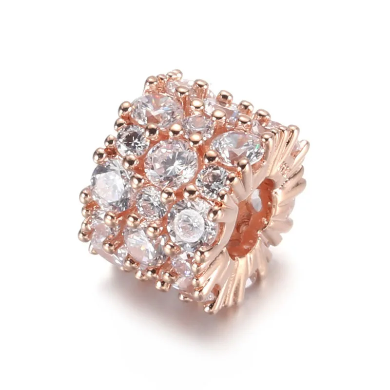

Rose & Clear CZ Pave Zircons Charm For Women Bracelets Authentic S925 Sterling Silver Bead Lady Jewelry Girl Birthday Party Gift