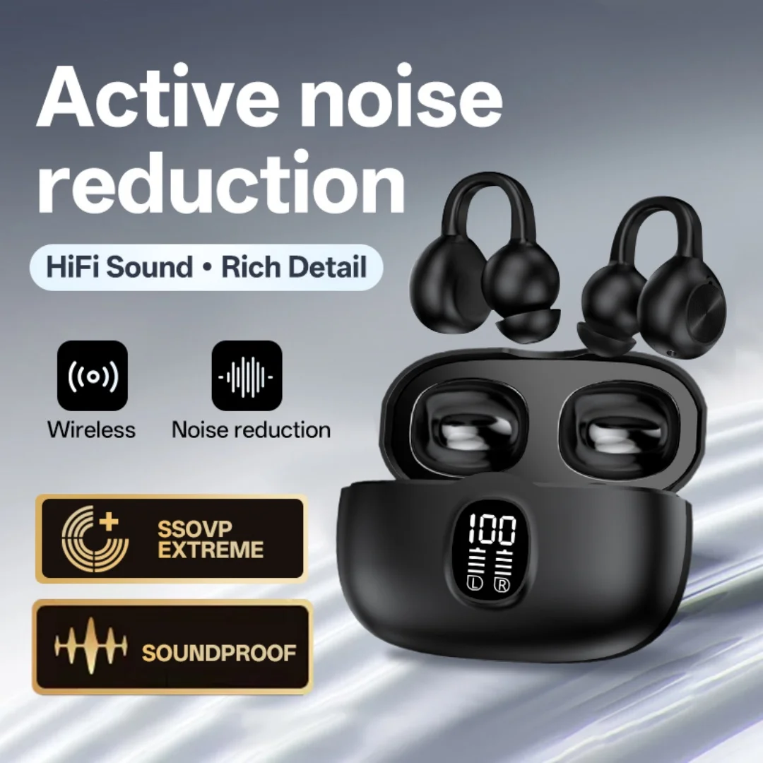 2026 K80 Wireless Bluetooth Earphones 5.4 Clip on Binaural Stereo Headphones High Sound Quality Low Latency Gaming Headset Gift