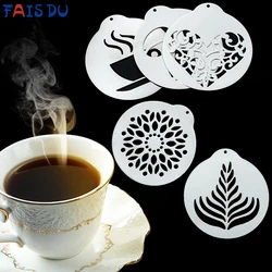 FAIS DU Stainless Steel Coffee Stencil Cake Decorating Stencil Baking Template for Latte Cappuccino DIY Art Coffee Accessories