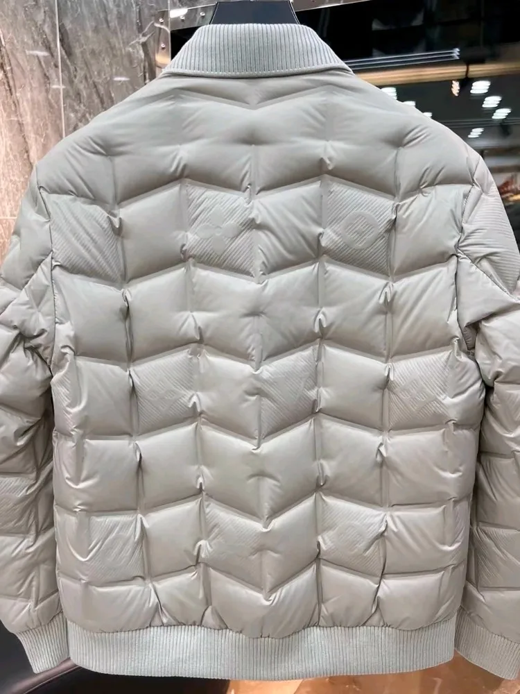 Winter Mens Business Work Thick Warm Down Jacket Slim Fit Single Breasted Spliced Outwear Coat Vintage Office Casual Overcoat