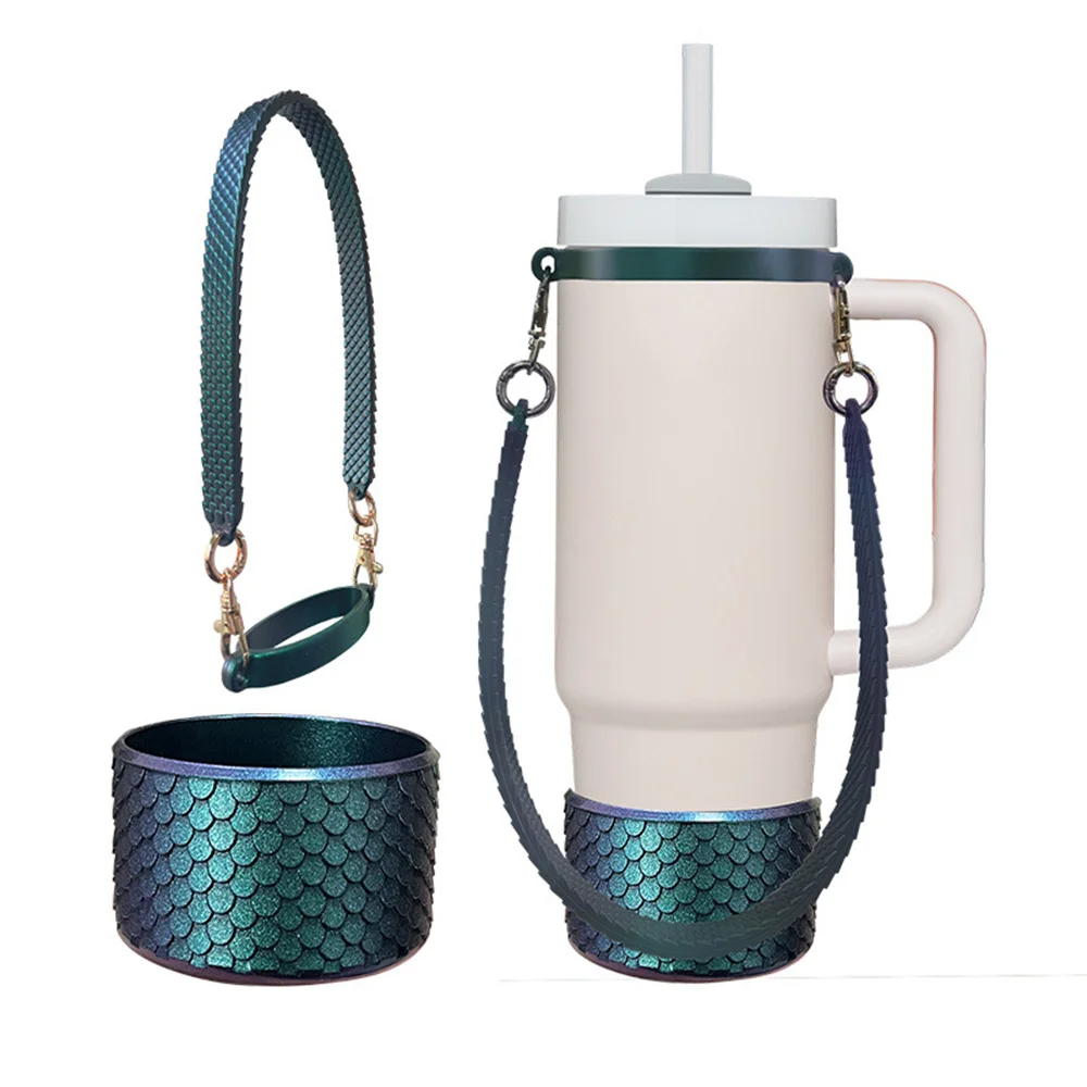 2Pcs Silicone Boot Sleeve Compatible with Stanley 40oz 30oz Tumbler Protective Water Bottle Bottom Anti-slip Sling Holder Access
