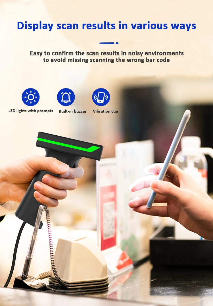 Handheld Barcode Scanner Bluetooth 1D/2D QR Bar Code Reader PDF417 for IOS Android IPAD