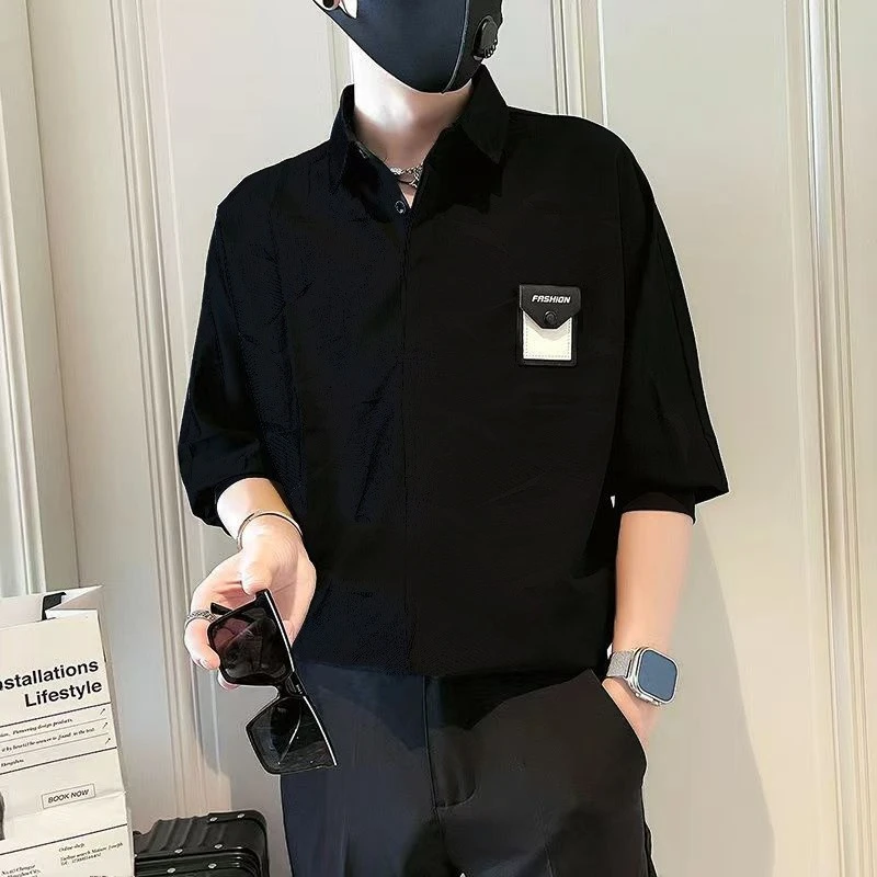 

Men's Black Short Sleeve Casual Shirt for Summer 2026 New Pullover Design with Premium Cool Feel and Lightweight Comfortable Fit