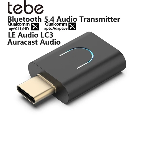 Imagen 1 del producto Tebe LE Audio LC3 Bluetooth 5,4 transmisor de Audio aptX-LL/HD tipo c adaptador de música estéreo inalámbrico con Auracast para PC TV PS4/5