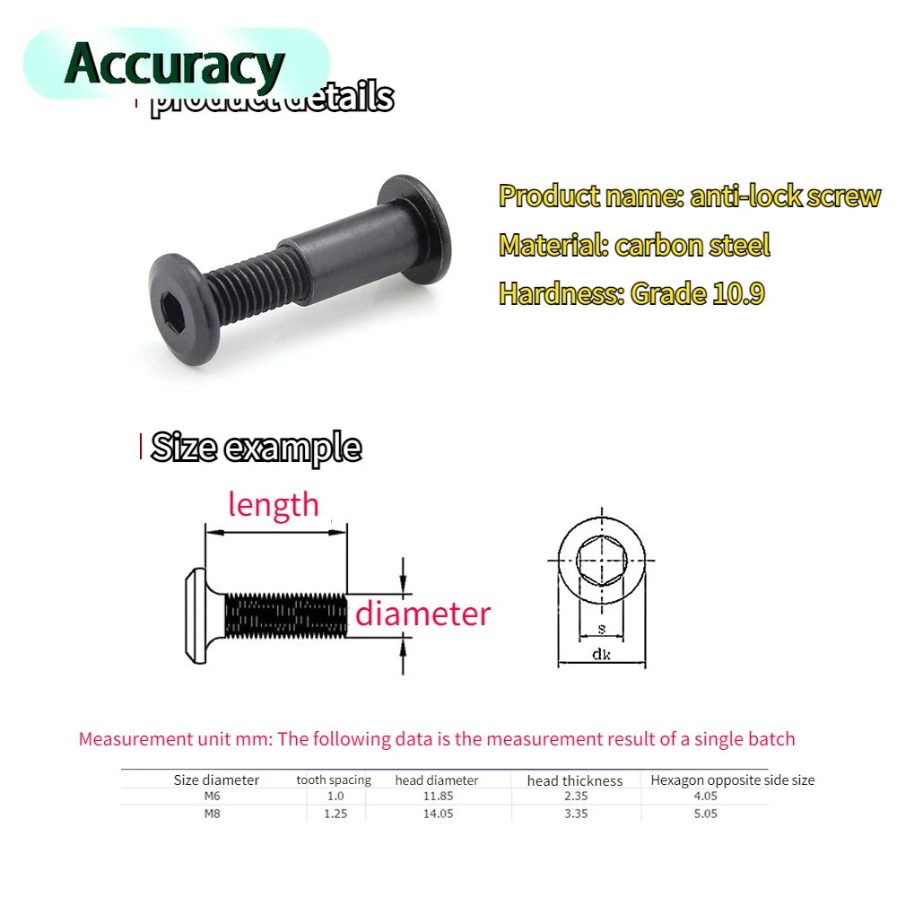 M6 Black Female Screw To Lock Screw Nut Butt Screw Inner Six Combination Plywood Screw To Knock Screw Home Repair Bolts