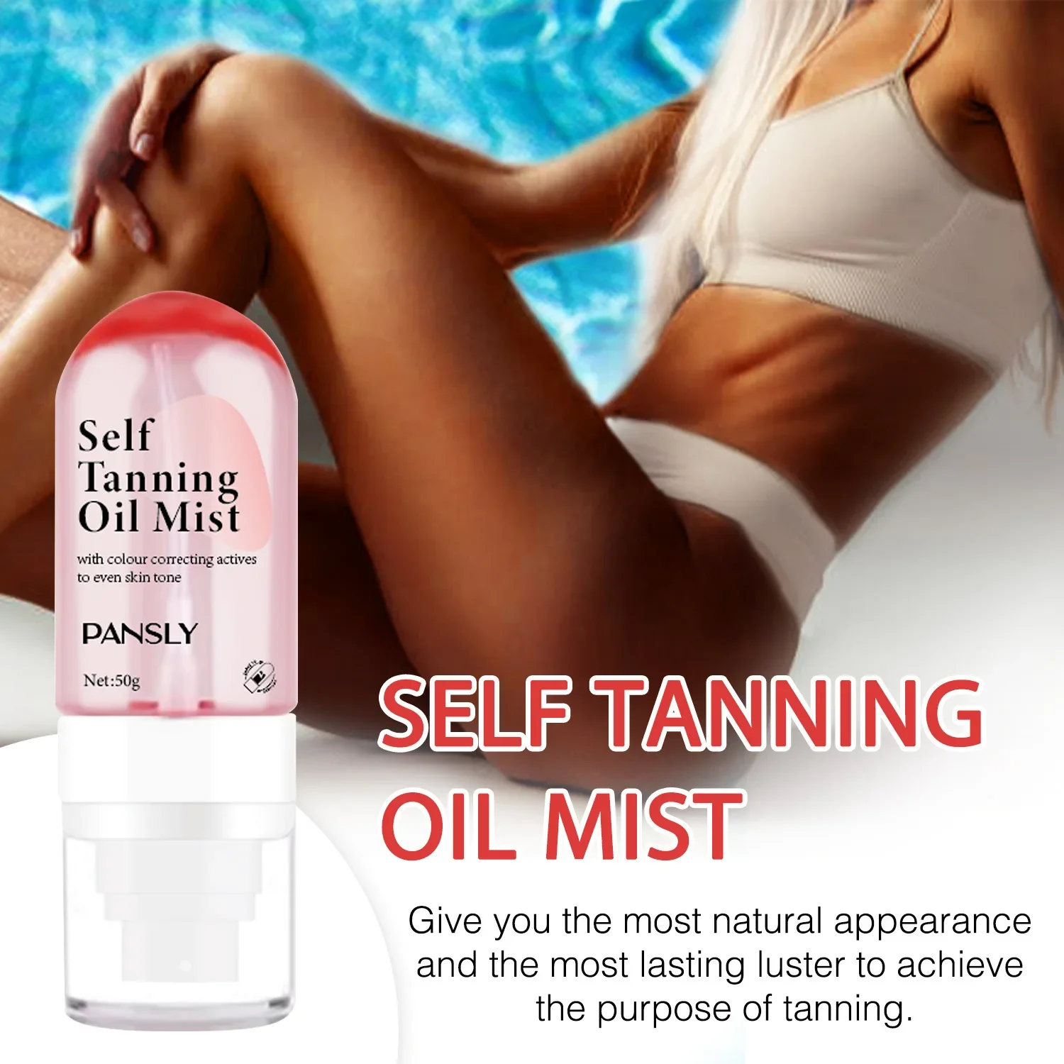 

Self Tanning Oil Mist Even Skin Tone Colour Correcting Actives Moisturize Rose Nourishing ,50g