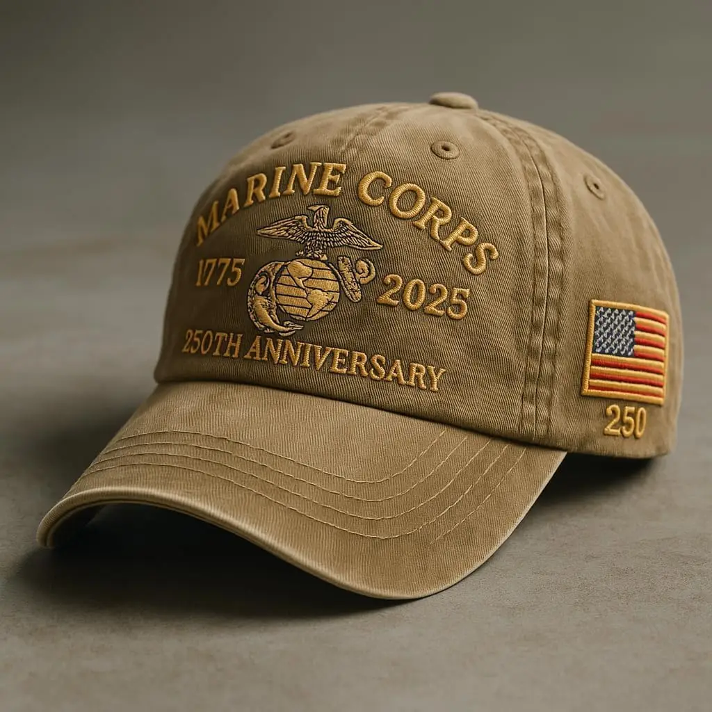 Marine Corps 250th Anniversary Baseball Cap for Men, Adjustable Retro Marine Veteran Cap, for Veterans