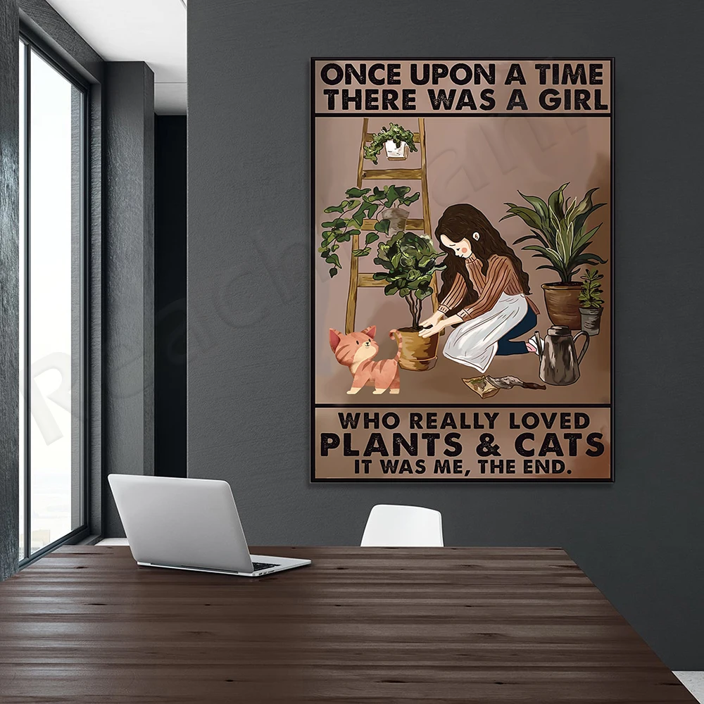 

Love Cat Poster, Love Gardening Poster, She Lived Happily Ever After, Pothead Poster, Cat Poster, Vintage Gardening Poster