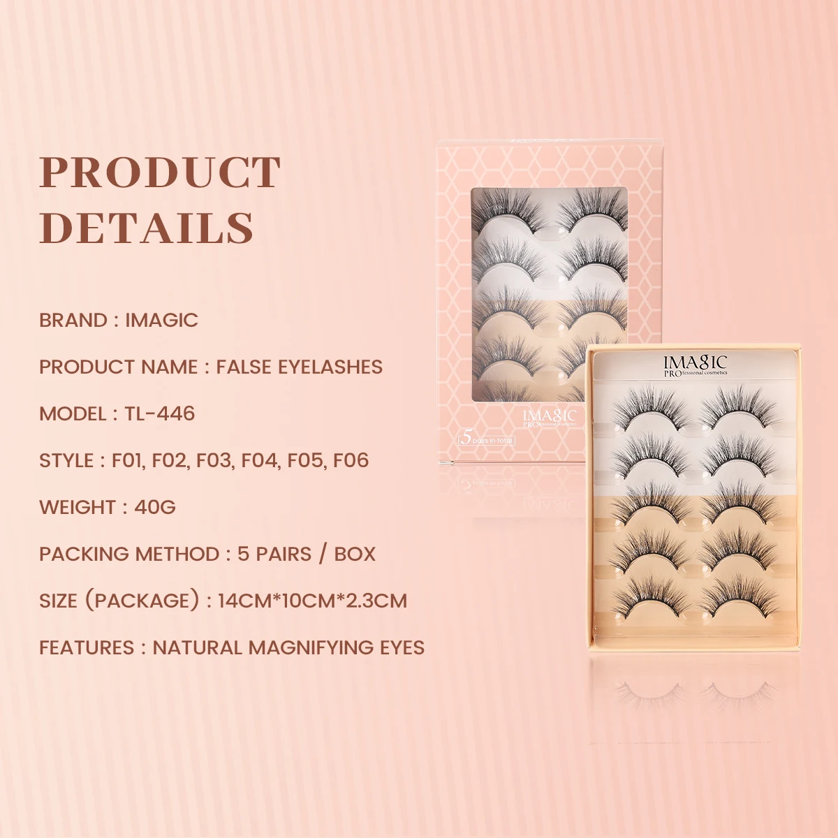 IMAGIC New 5Pairs 3D Faux Mink Lashes Natural Curly Soft Wispy Volume False Eyelashes Dramatic Self Adhesive Eyelashes Makeup Se