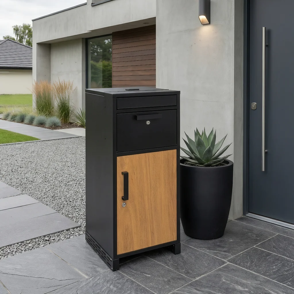 Patented Metal Garden Storage Parcel Drop Box Wall Mounted Steel Letter Post With Lock Take Out Settings Outdoor Use