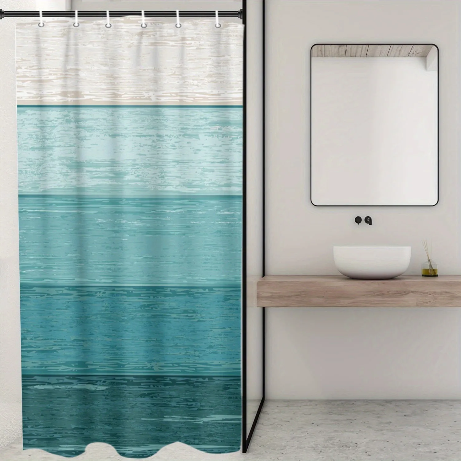 أنماط الحبوب الخشبية الحديثة دش الستار قابل للغسل الأوساخ مقاومة دش رئيس مقاوم للماء البوليستر ستارة حمام للديكور المنزل #2