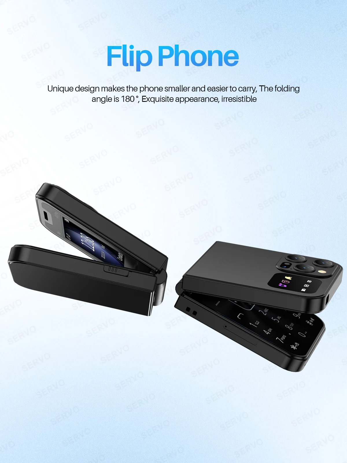 SERVO A50 PRO Foldable Mobile Phone Dual SIM Standby Call Recording Speed Dial Blacklist FM Radio 2G GSM Button Flip Cellphones