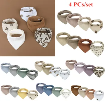 4 pezzi nuovi disegni bavaglino in garza di cotone regolabile bambino triangolo sciarpa ragazze ragazzi Burp panni Saliva asciugamano accessori per l'alimentazione