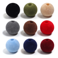 10pcs 16mm Acrylic Flocking Velvet Beads Colorful Round Ball Loose Spacer Bead For Jewelry Making DIY Necklace Bracelet Earrings