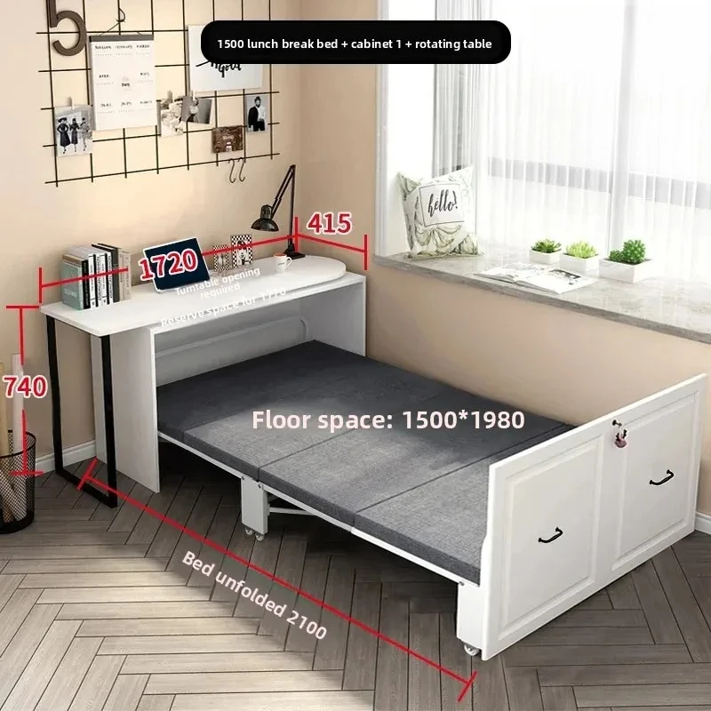Multifunctional Study Living Room Invisible Bed Cabinet Desk Bookcase Integrated Dual-Purpose Balcony Folding Bed Retractable image 3
