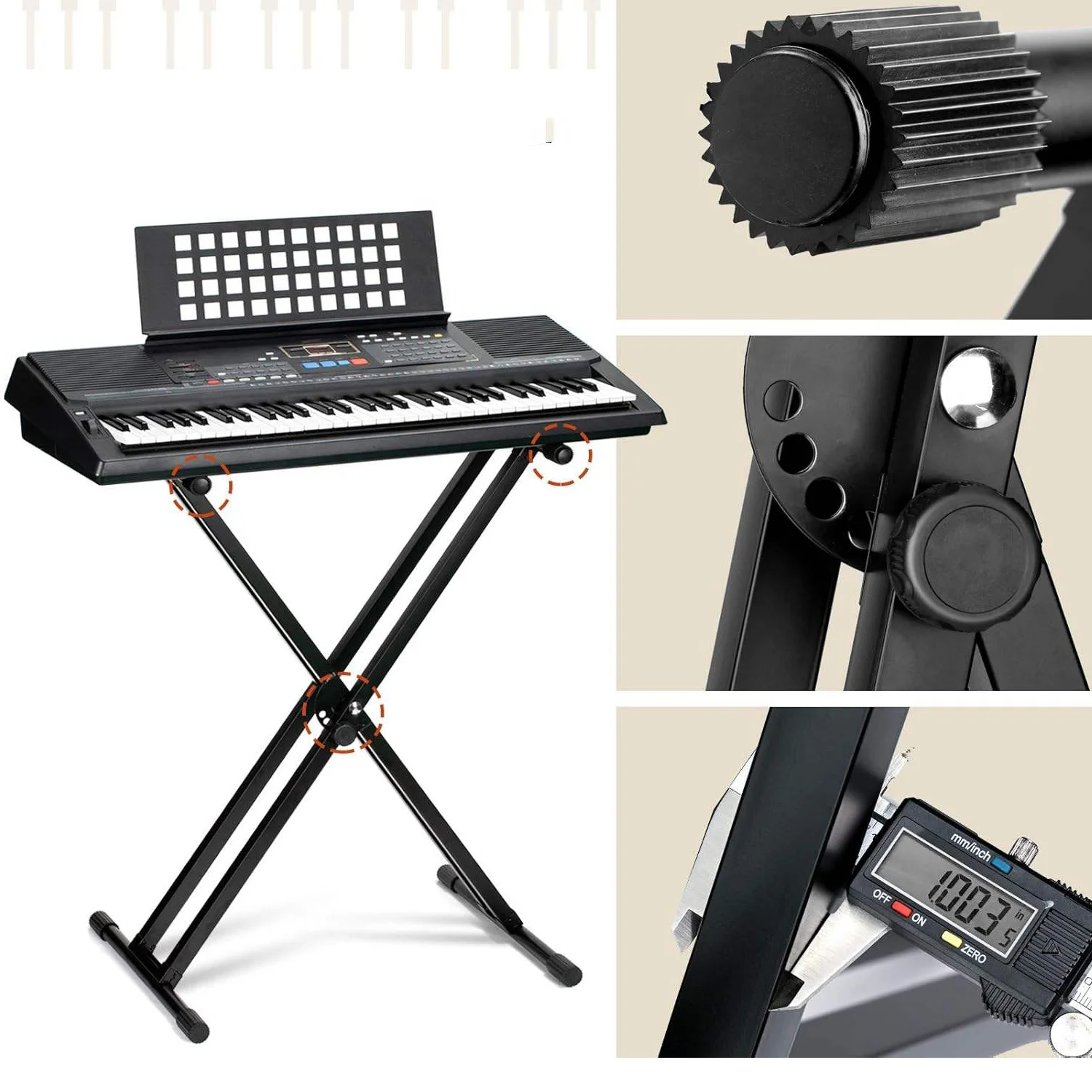 Support de clavier robuste en forme de X avec réglage facile de la hauteur, support pliable pour pianos électroniques et synthétiseurs, idéal pour les musiciens et les enseignants