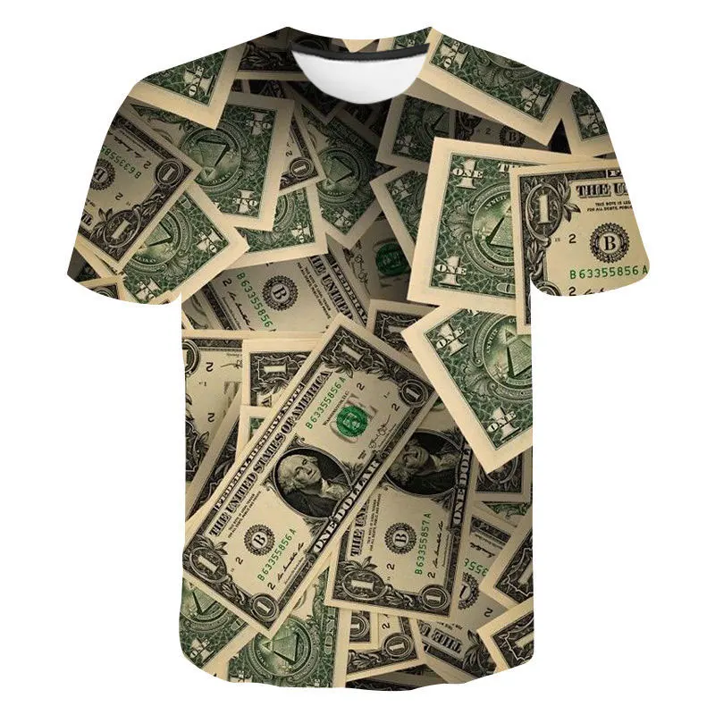 

Summer Men'S 3d Printed T-Shirt Fun Dollar Graphic O Collar Short Sleeve Fashion Casual Street Trend Trend Large Size Top