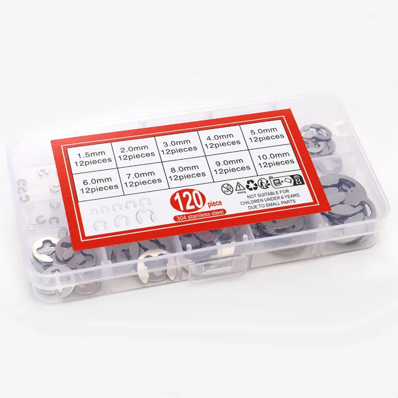 120 peças/200 peças de aço inoxidável 304 anel aberto retentores anel de pressão arruela anel de retençãoM1.5-M10