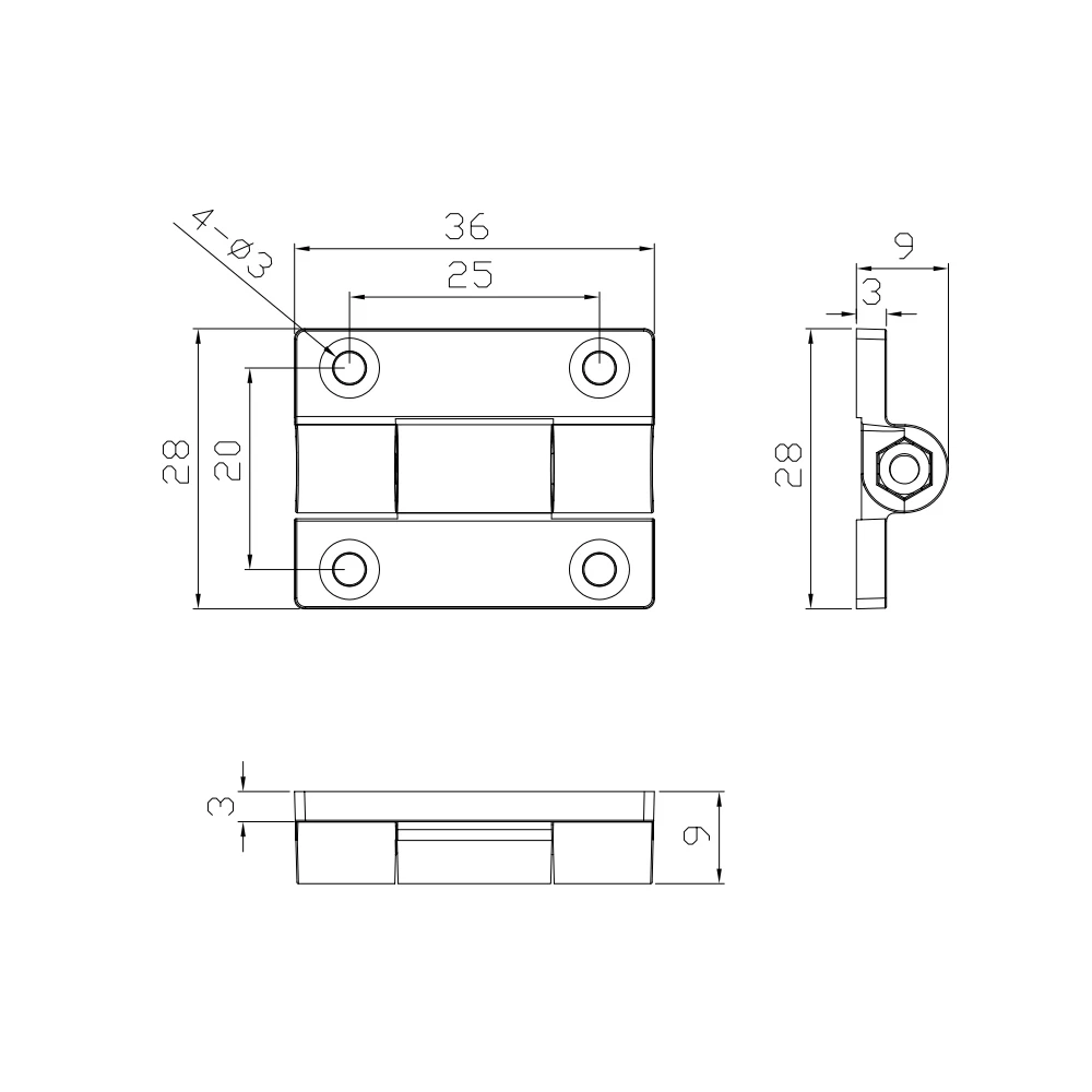 Plastic Nylon Hinges Adjustable Door Hinges with Countersunk Holes,36 x 28 mm /1.4 x 1.1 inch, Ideal for Wardrobes and Drawers