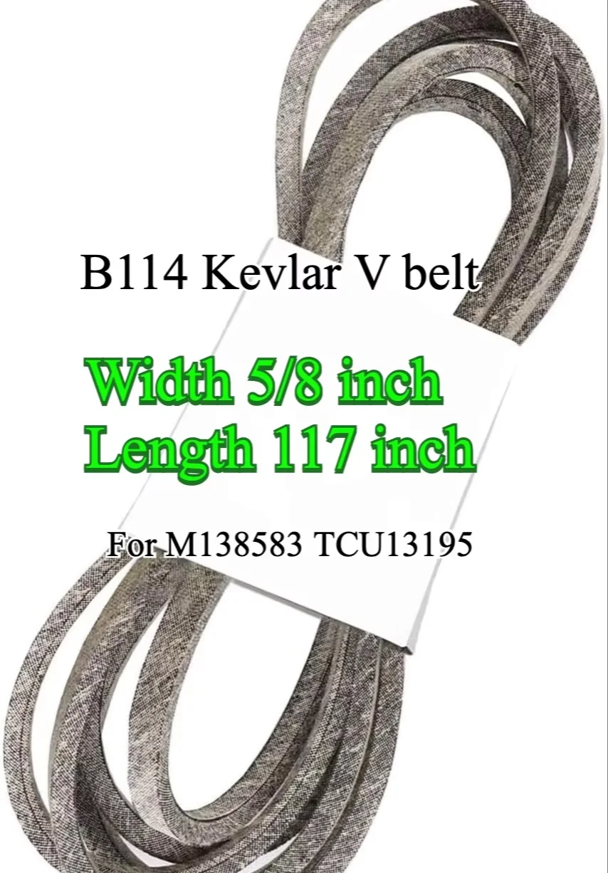 

(B114) 5/8"x117" Kevlar V belt Compatible for M138583 TCU13195 MTD CUB Cadet V-Belt Drive Replacement for Lawn Tractors