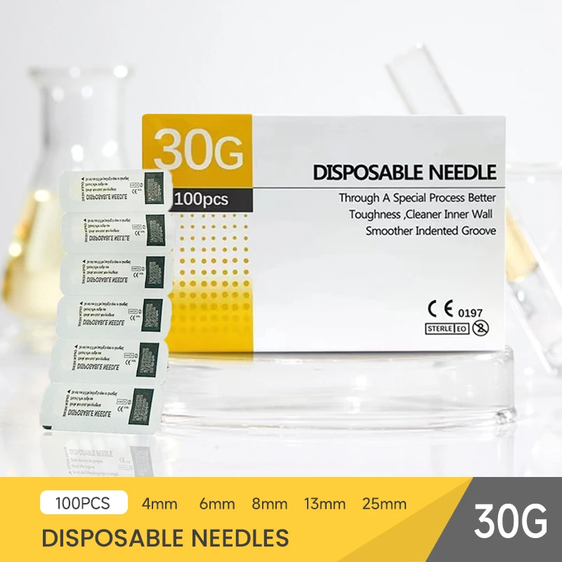 100pcs/box 30G 4mm 6mm 8mm Small Needle Disposable Syringes Needles 30G 13mm 25mm Hand Tool Parts