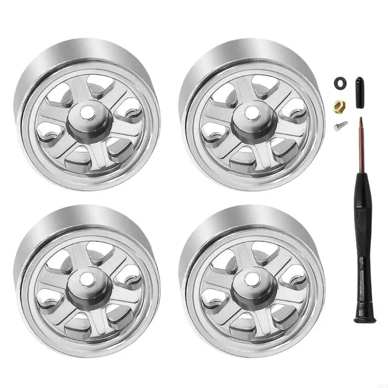 Packung mit 4 hochwertigen 1/30 SCX30 0,7 Zoll Aluminium-Metall-Ersatzrädern für Off-Road-Modelle A2UB – Detail 5