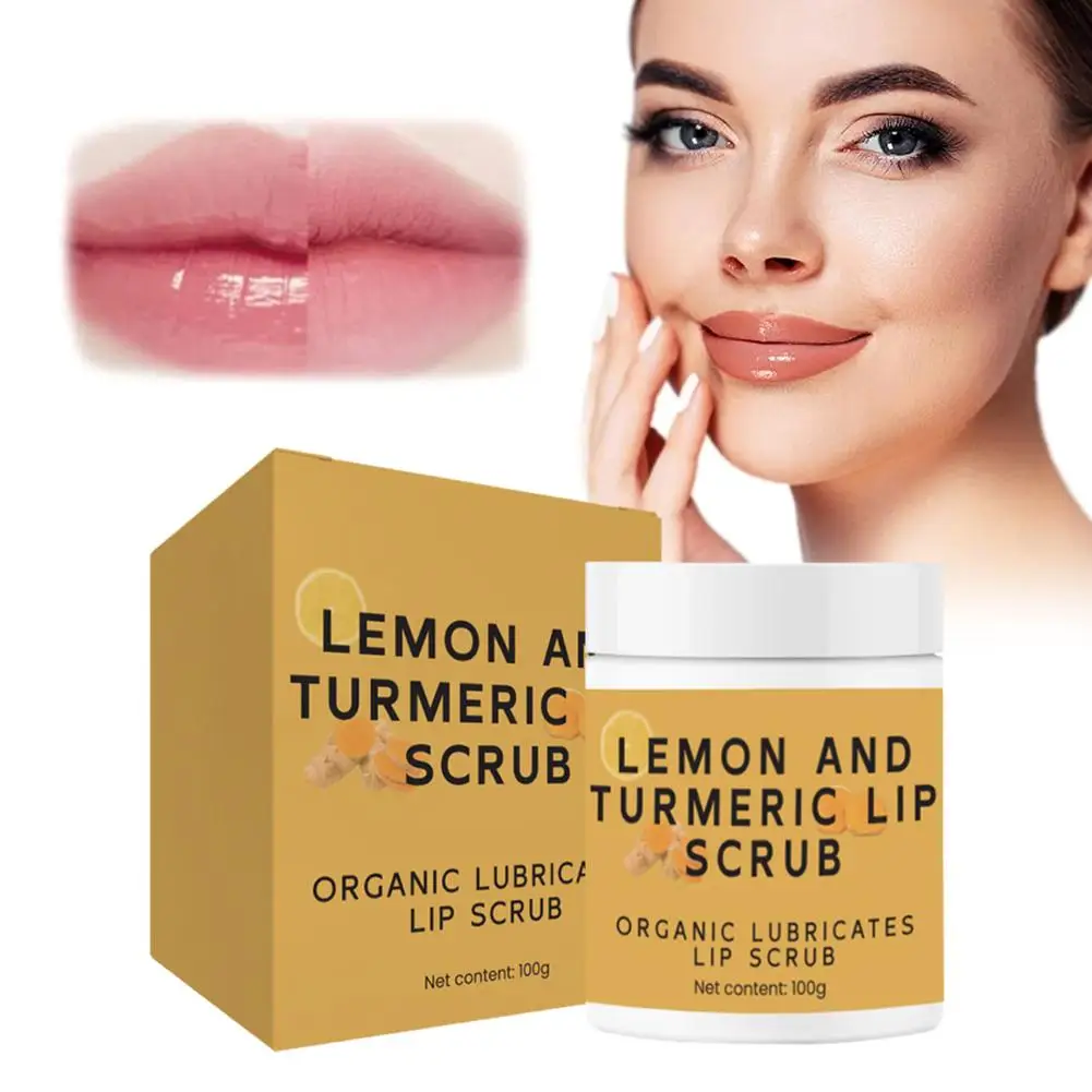 100g Kurkuma Lip Scrub Exfoliërende Verwijdering Dode Huid Lippen Anti-droogheid Lip Producten Hydraterende Vervagen Lijnen Voedende Auto V1S3