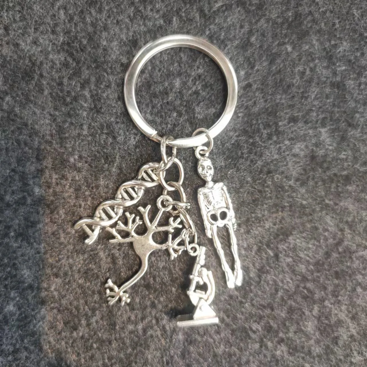 Microscope DNA Neuron Human Skeleton Science Key Chain Neuroscience Biology KeyRing