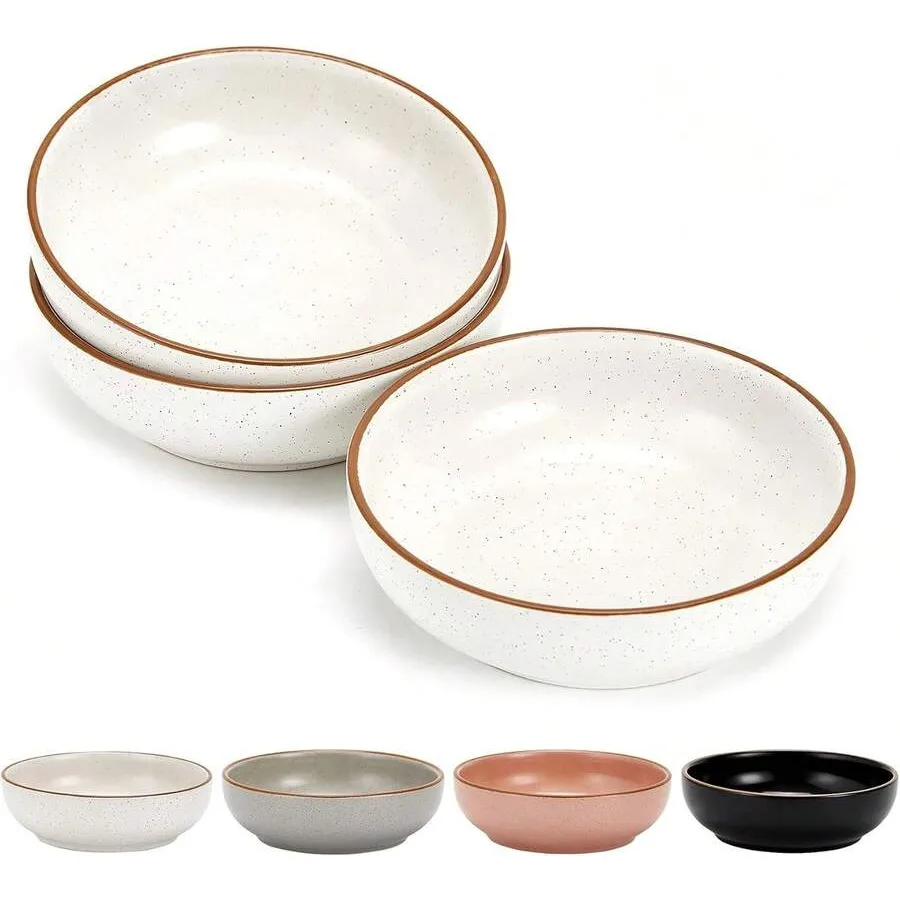 【New style】Set Of 3 Ceramic Bowls For Cats Small Dogs 5 3 Inch Water Dishes Matte White Finish