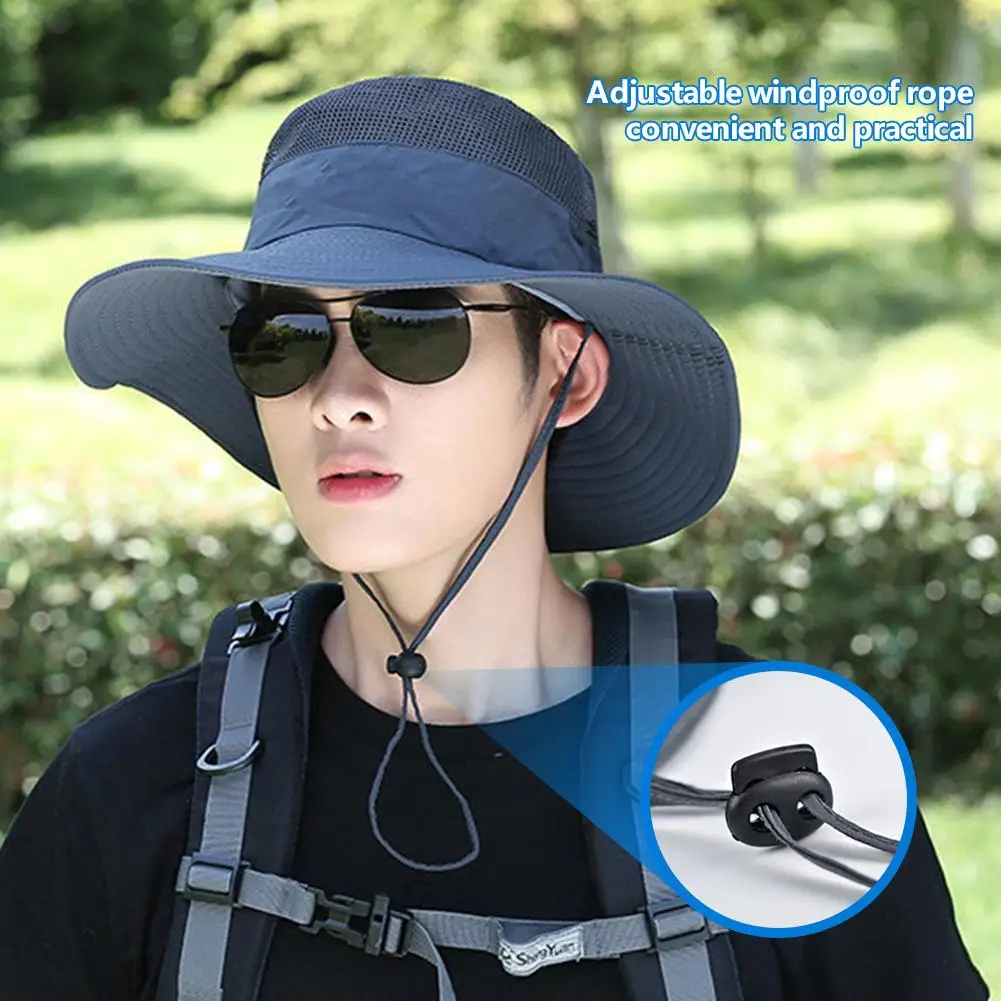 Sombrilla de aleros grandes para hombre, sombrero de Sol para montar, senderismo, pesca al aire libre, gorra de pescador, sombrero de Sol de moda, envío gratis