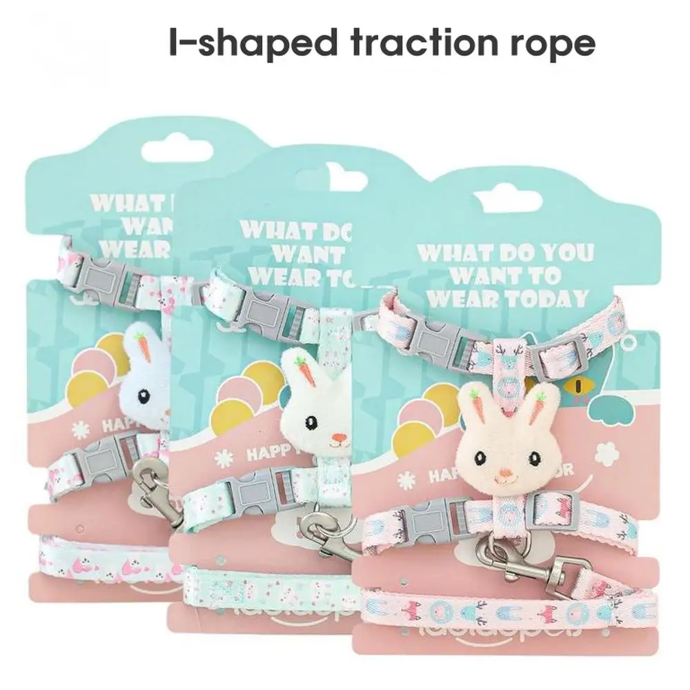 

Pet Traction Rope Cartoon Rabbit Cat Traction Strap Nylon I-shaped Outdoor Safety Chest Strap Pet Outdoor Safety Rope