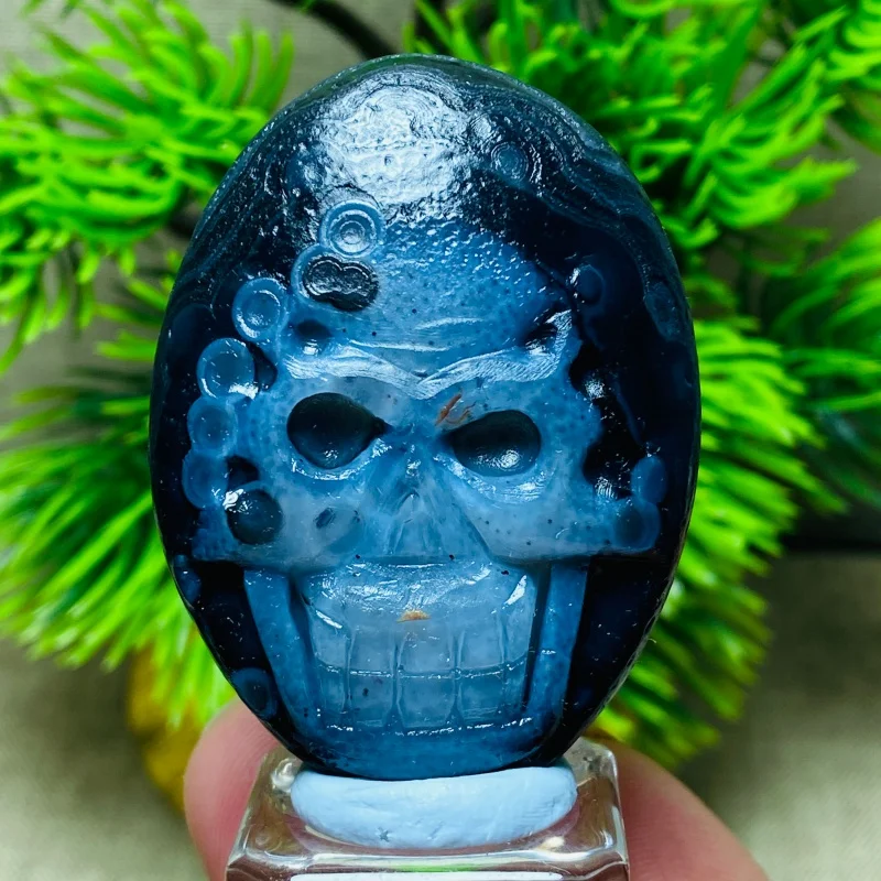 Rough Unique Crystal Skull Statue Natural Stones Gobi Desert Agate Quartz Manually Carved Mineral Figurine For Home Decor