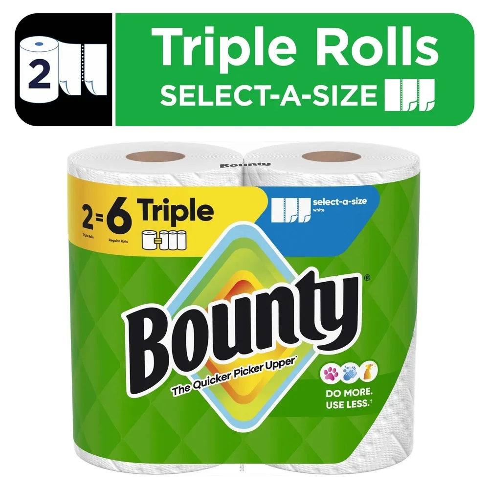 Select-A-Size Paper Towels 2 Triple Rolls 123 Sheets Per Roll Highly Absorbent Quick Clean Up Durable Diamond Texture Perfect
