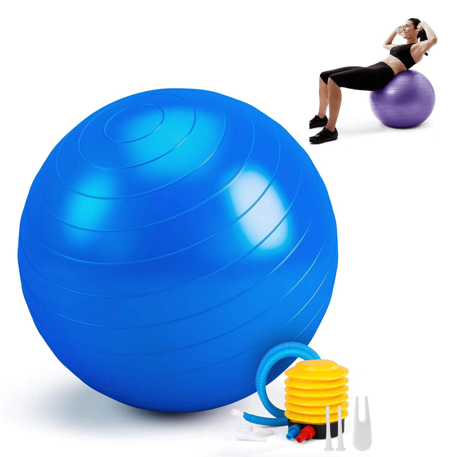 Home Gym Equipment Fitness Exercise Thicken Inflatable Anti-explosion 55 cm Gymnastic Massage Yoga Ball