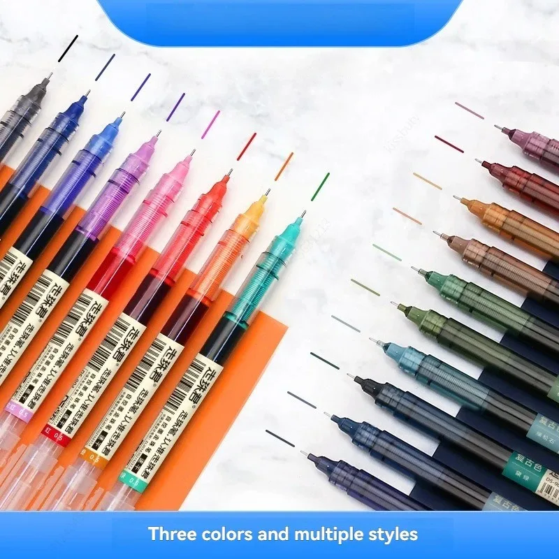 5Pcs/set High Quality Needle Type Colored 0.5mm Gel Pens Straight Liquid Ballpoint Pen Kawaii Stationery Supplies Writing