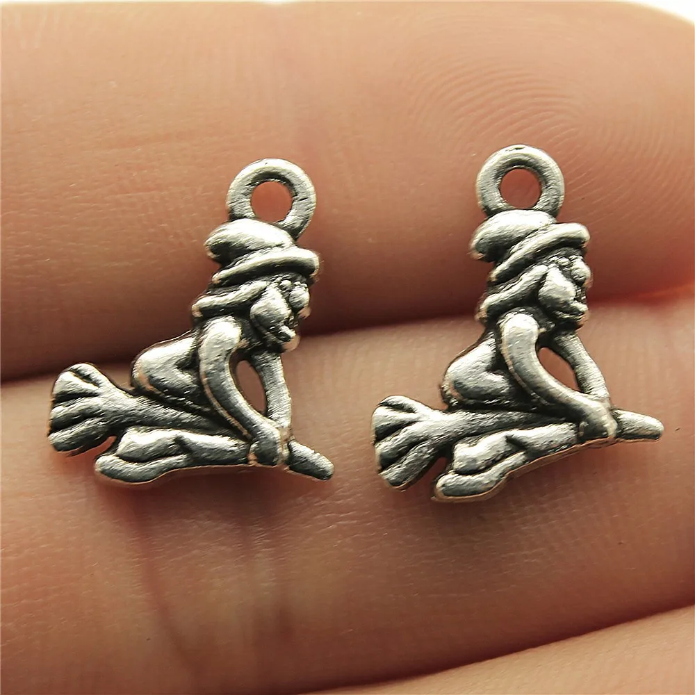 WYSIWYG 10pcs 16x14mm Antique Silver Color Wizard Magician Charms Pendant For DIY Jewelry Making Jewelry Craft Findings