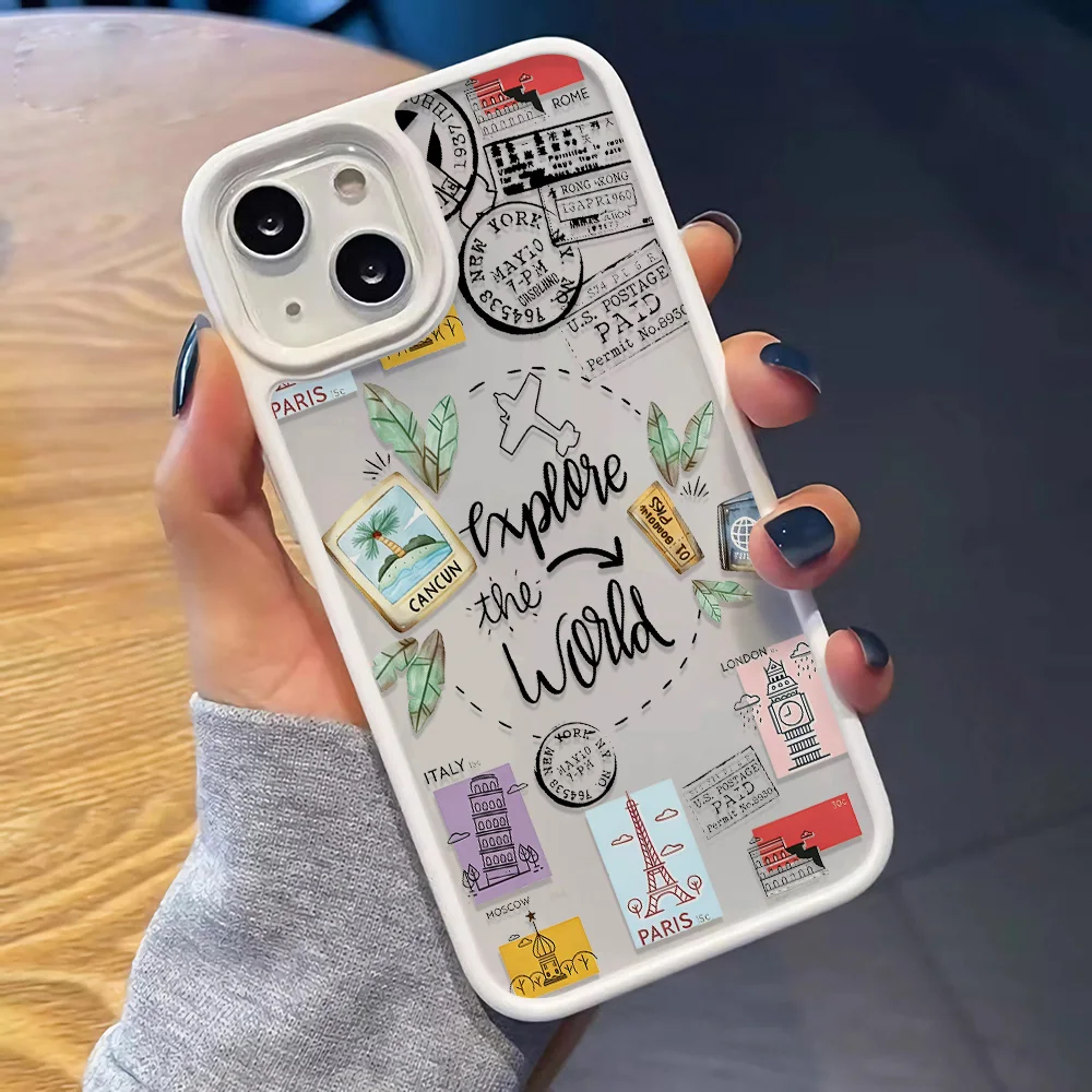 Funda de teléfono con sello de viaje para iPhone 17 16 15 14 13 12 11 ProMax XS XR 7 8Plus, funda protectora suave a prueba de golpes