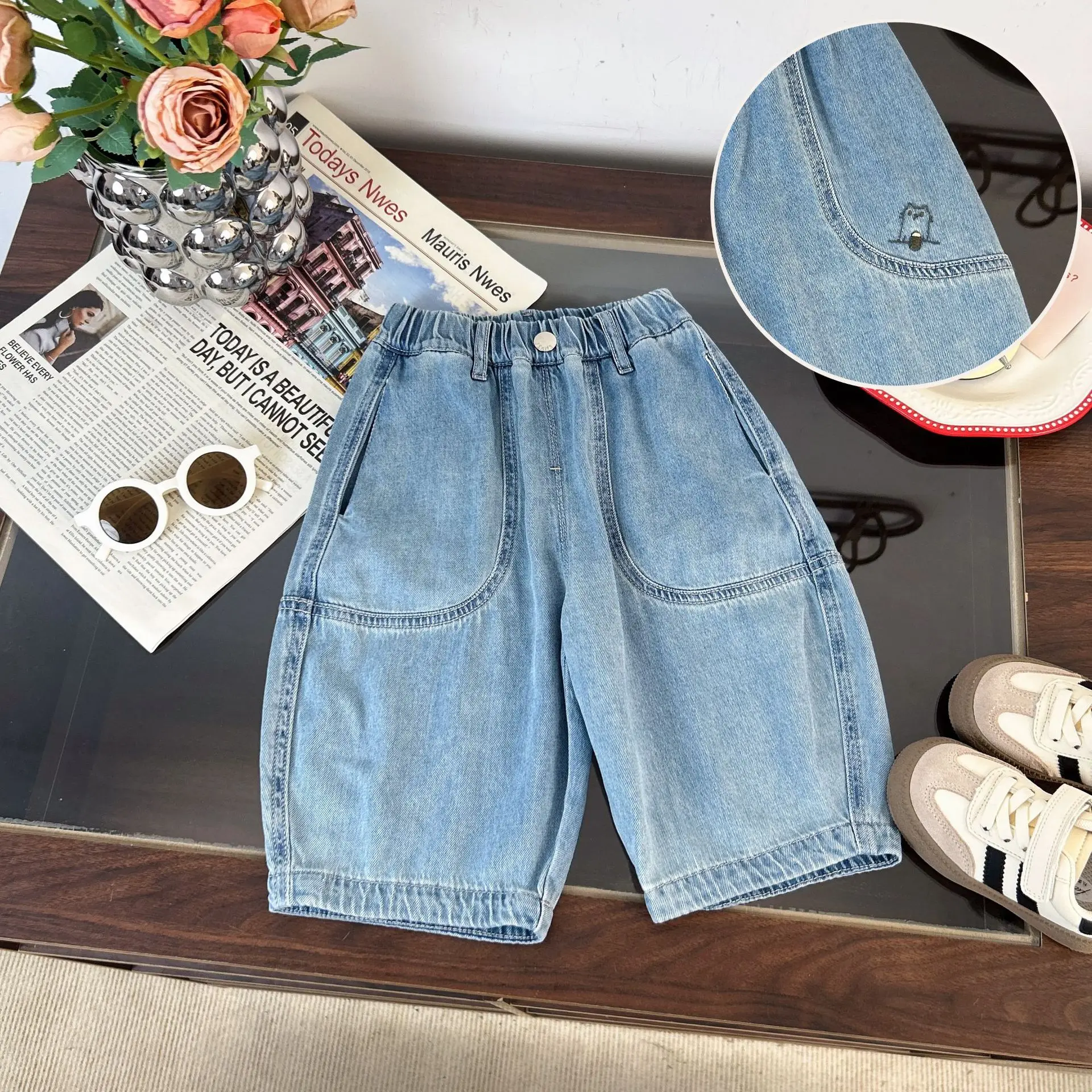 

Boys' summer loose denim shorts 2025 new style for small and medium-sized children's summer ice silk thin pants