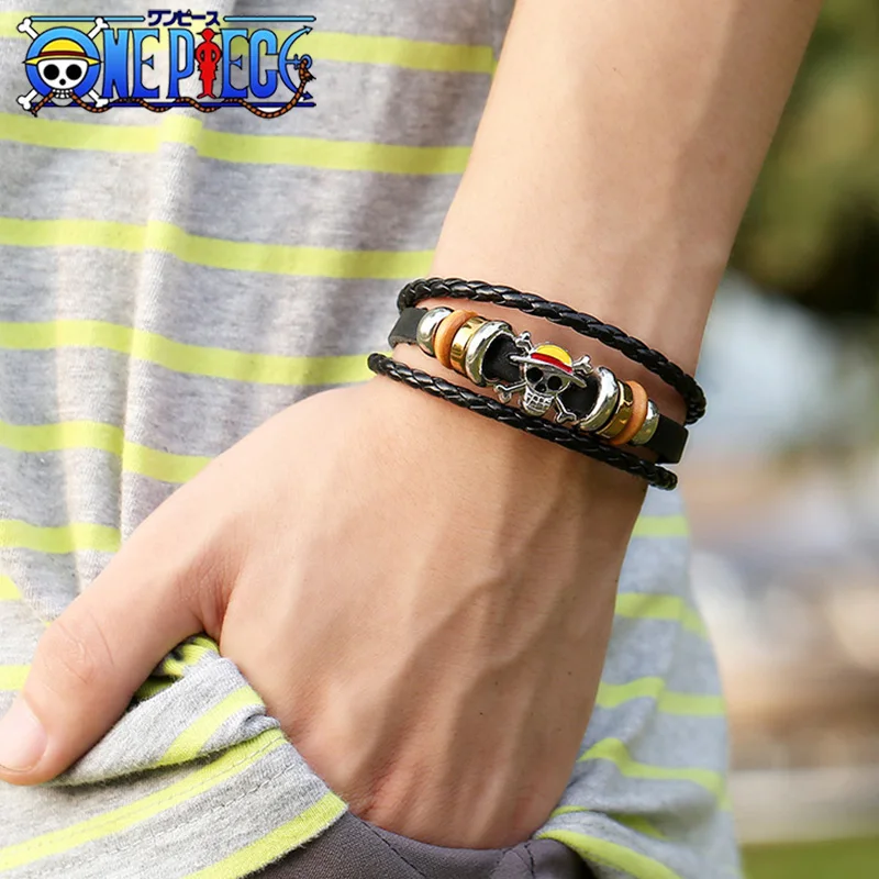 Anime One Piece Bracelet Animation peripherals Toys Accessories European and American Vintage Leather Bracelet Birthday Gifts