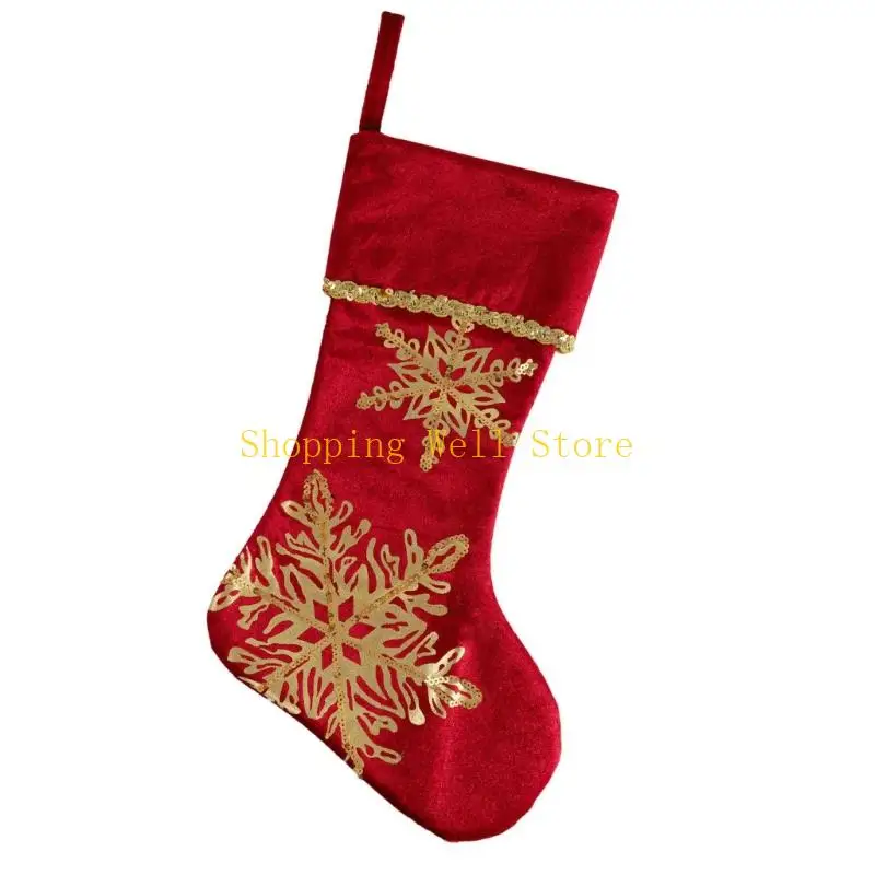 KX4B Snowflake Christmas Hanging Calcetines Navidad Bolsas regalo dulces decoraciones navideñas para oficina en casa