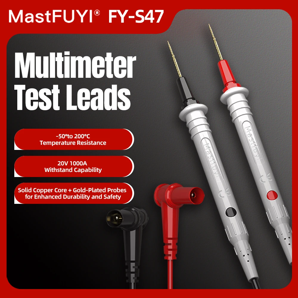 

MASTFUYI High Quality Copper Core Multimeter Test Pen High Current Burn-proof Digital Multimeter Probe Pen Gold Plated Needle