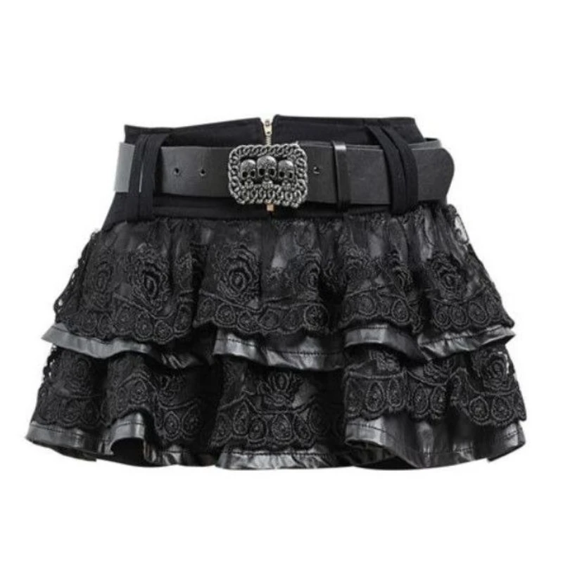 Y2k Goth Fairycore Cake Mujer Faldas Ball Gown Short Spice Girls Slim Skirts Streetwear Patchwork Small Fellow New Falda