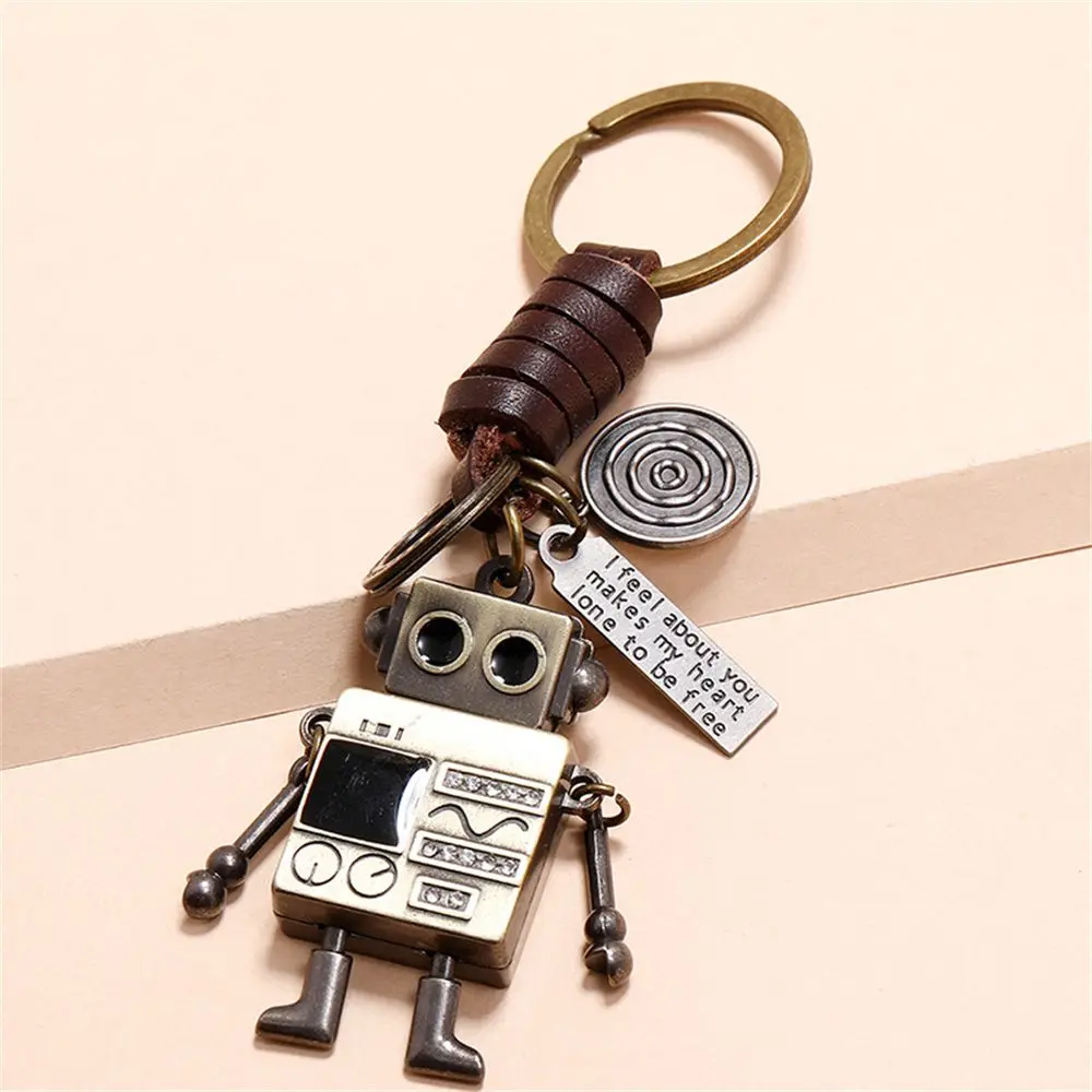 Car Key Accessories Bag accessories Jewelry Gifts Backpack Decoration Key Rings Movable Bronze Robot Robot Keychain Bag Pendant