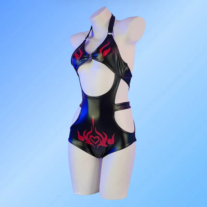 مثير الساخن لهب فتاة ارتداءها ملابس السباحة المرأة مثير تأثيري قاتل شيطان القاتل الجلود بذلة ملابس السباحة لهب طباعة زي