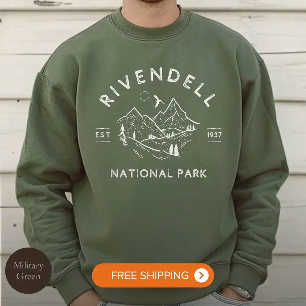 Rivendell Hobbit National Park Sweatshirt Middle Earth Inspired Retro Vibe Unisex Comfort Sweatshirt Crewneck Y2K Streetwear