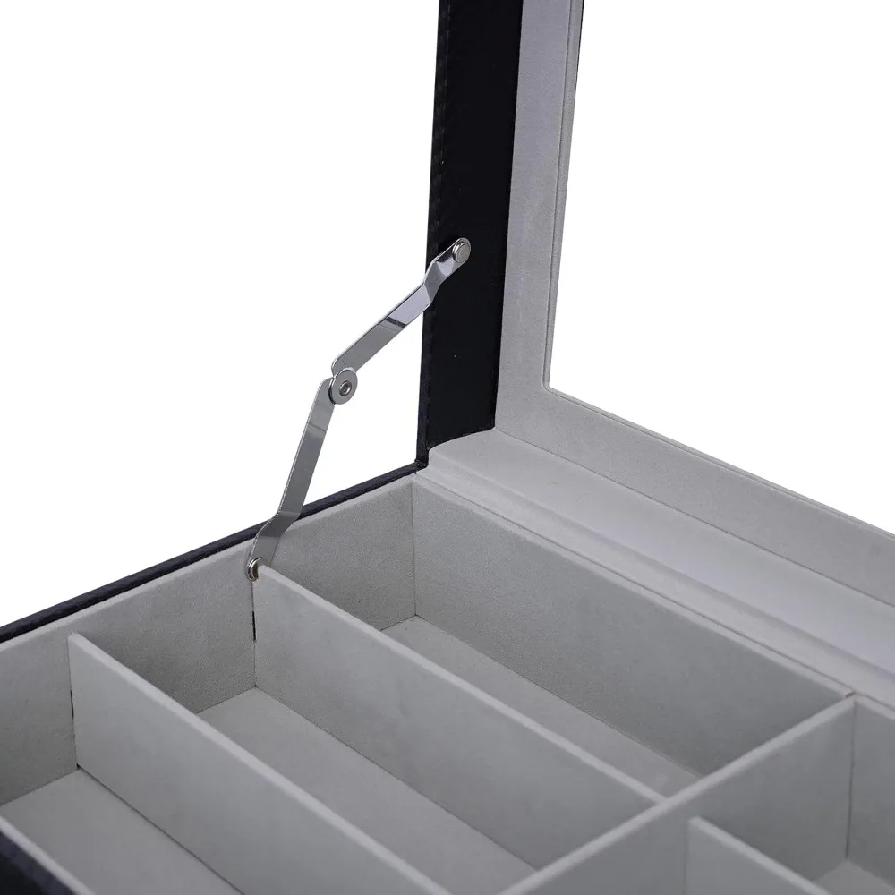 4-stöckige Brillenbox mit 24 Fächern, Sonnenbrillen-Aufbewahrungsorganizer, Brillenetui mit Sichtfenster für Uhren, 33,5 x 19 x 29,5 cm – Detail 6